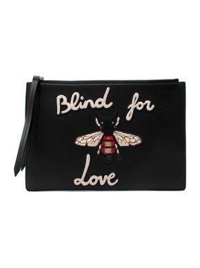 Gucci Blind For Love Leather Embroidered Clutch Bag