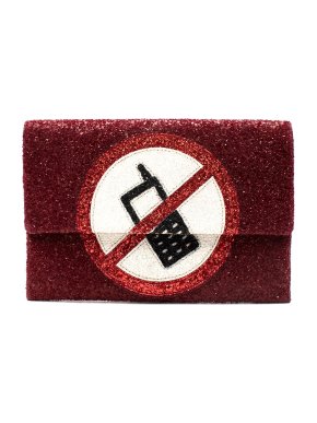 Anya Hindmarch No Phone Red Sequin Embellished Clutch Bag