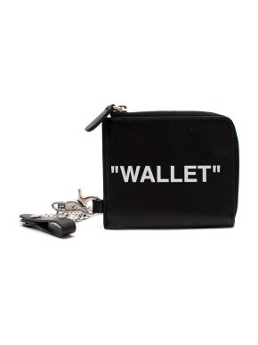 Off White Black Leather Chained Wallet