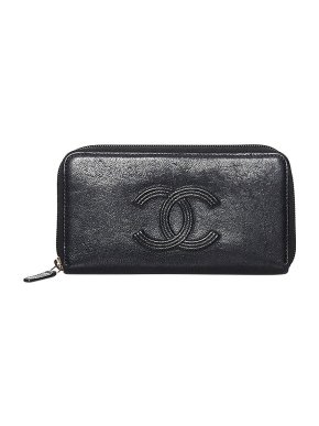 Chanel CC Leather Zip Around Wallet