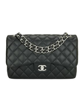 Chanel Black Leather Quilted Double Flap Bag