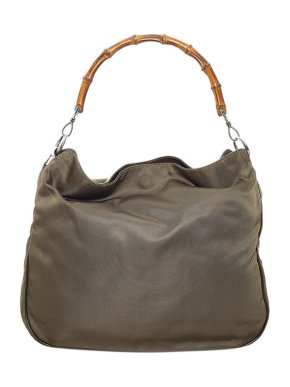 Gucci Vintage Grey Nylon Bamboo Handle Bag