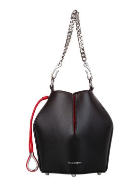 Alexander McQueen Black & Red Leather Bucket Bag
