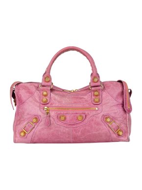 Balenciaga Pink Cracleque Motocross City Giant Stud Bag