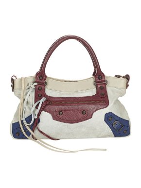 Balenciaga Tricolour Cracleque Leather Motocross City Bag