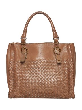 Bottega Veneta Vintage Tan Intrecciato Leather Tote Bag