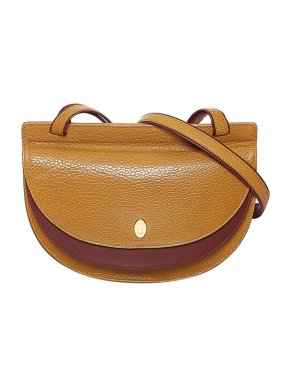 Cartier Tan & Burgundy Leather Half Moon Bag