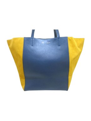 Celine Blue & Yellow Leather Medium Cabas Phantom Tote Bag