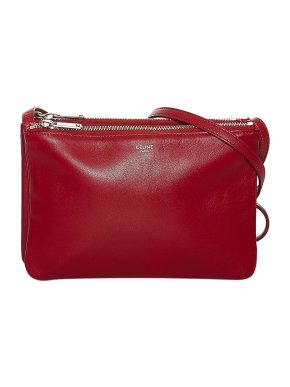 Celine Red Leather Trio Crossbody Bag