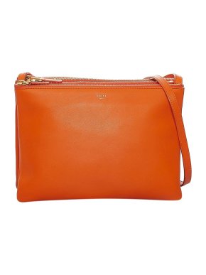 Celine Orange Leather Trio Crossbody Bag
