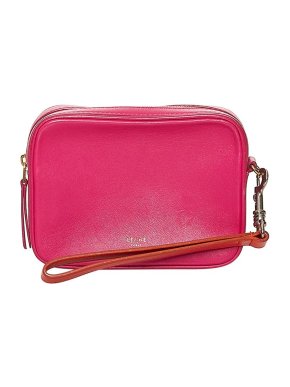 Celine Pink & Orange Leather Wrist-Strap Pouch