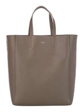 Celine Taupe Leather Small Cabas Tote Bag