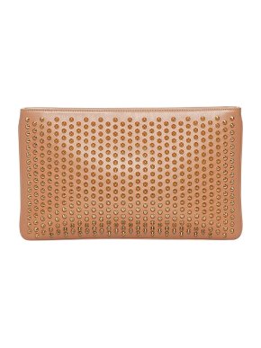 Christian Louboutin Nude-Beige Studded Leather Bag