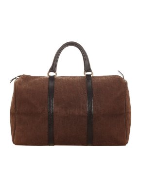Dior Vintage Oblique Embossed Brown Leather Travel Bag