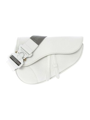 Dior White Ultra Matte Leather Saddle Crossbody Bag