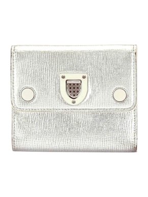 Silver Leather Diorama Flap Compact Wallet