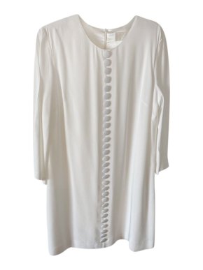 Goat White Crepe Button Detail Shift Dress