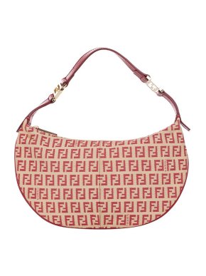 Fendi Vintage Red Zucchino Canvas Baguette