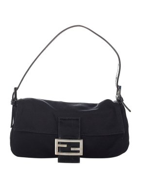 Fendi Vintage Black Nylon Mamma Baguette