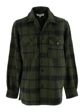 MCQ Green & Navy Plaid Wool Flannel Overshirt