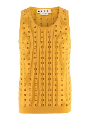 Marni Yellow Ribbed Cotton Tank Top