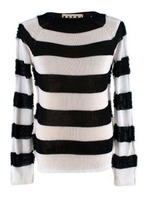 Marni Black & White Cotton Stripe Exposed Seam Knitted Jumper