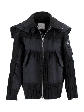 Sacai Black Cable Knit & Nylon Jacket