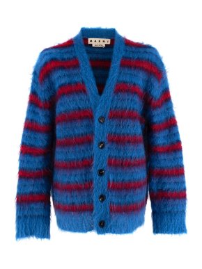 Marni Blue & Red Mohair Stripe Cardigan