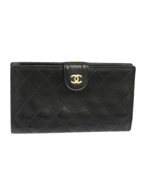 Chanel Black Quilted Leather Cosmos Long Wallet