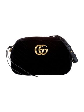Gucci Black Velvet GG Marmont Camera Bag