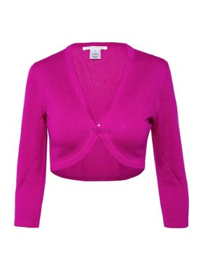 Oscar de la Renta Magenta Wool Silk Cropped Bolero Cardigan