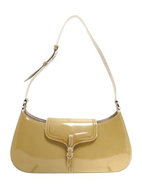 Salvatore Ferragamo Vintage Beige Patent Gancini Baguette