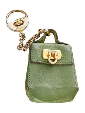 Salvatore Ferragamo Green Leather Gancini Bag Charm