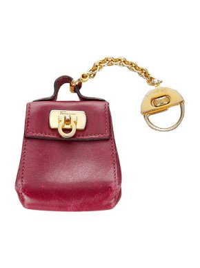 Salvatore Ferragamo Burgundy Leather Gancini Bag Charm