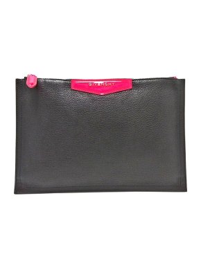 Givenchy Black & Pink Leather Antigona Clutch Bag