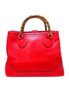Gucci Red Leather Diana Bamboo Handle Bag