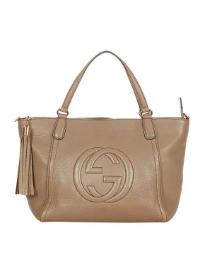 Gucci Taupe Leather Soho Cellarius Tote Bag