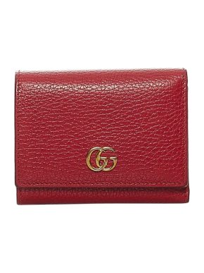 Gucci Red Leather GG Marmont Compact Wallet