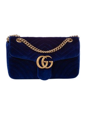 Gucci Navy Velvet Small GG Marmont Bag