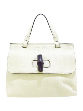 Gucci Vintage Ivory Leather Bamboo Daily Bag