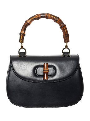 Gucci Black Leather Bamboo 1967 Bag