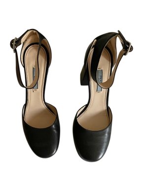 Prada Black Leather Mary Jane Heeled Pumps