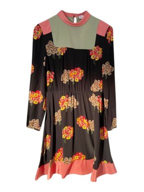 Red Valentino Black Floral Silk Short Dress