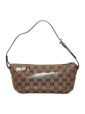 Gucci Vintage GG Laminated Canvas Baguette