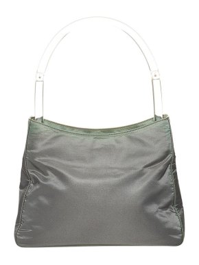 Prada Iridescent Grey Nylon Clear Handle Tessuto Tote Bag