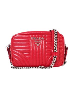 Prada Red Quilted Leather Diagramme Bag