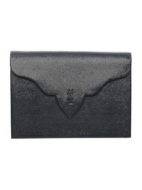 Saint Laurent Vintage Black Leather Envelope Clutch Bag