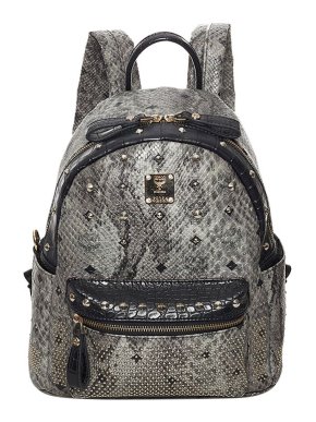 MCM Snake Embossed Visetos Leather Backpack