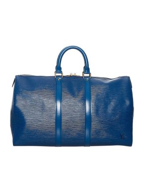 Louis Vuitton Blue Epi Leather Keepall 45 Weekend Bag