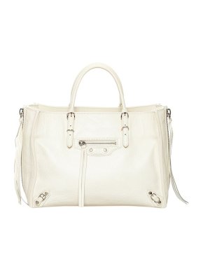 Balenciaga White Leather Papier A4 Tote Bag